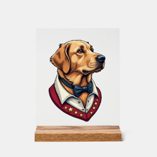 USA Golden Retriever Vintage Patriotic Dog Shirt Acrylic Sign