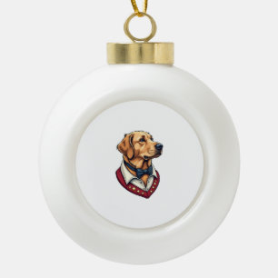 USA Golden Retriever Vintage Patriotic Dog Shirt Ceramic Ball Christmas Ornament