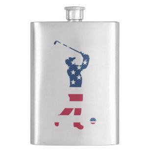 USA golf America flag golfer Hip Flask