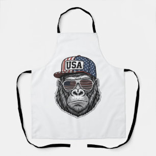 USA Gorilla Vintage Engraving Patriotic Shirt Desi Apron