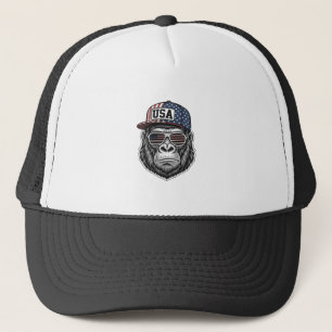 USA Gorilla Vintage Engraving Patriotic Shirt Desi Trucker Hat