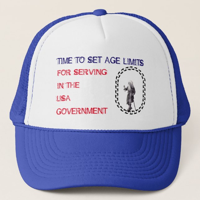 USA gov set age limits grass roots old man circles Trucker Hat (Front)