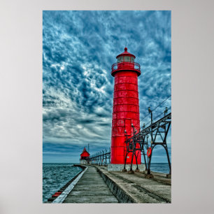 USA, Grand Haven, Michigan, lighthouse Poster