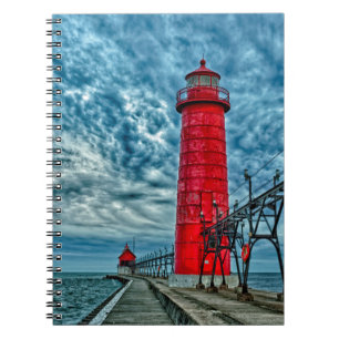 USA, Grand Haven, Michigan, lighthouse Spiral Notebook
