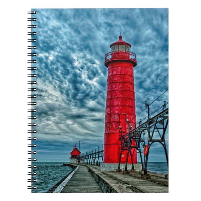 USA, Grand Haven, Michigan, lighthouse Spiral Notebook (Front)