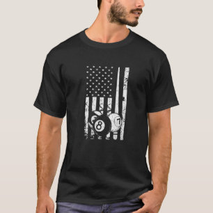 USA Graphic Pool Billard Snooker Billard Cue 8 Bal T-Shirt