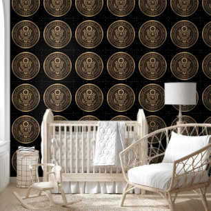 USA Great Seal Bronze on Black Designer Wallpaper