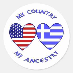 USA / Greek Country Ancestry Classic Round Sticker
