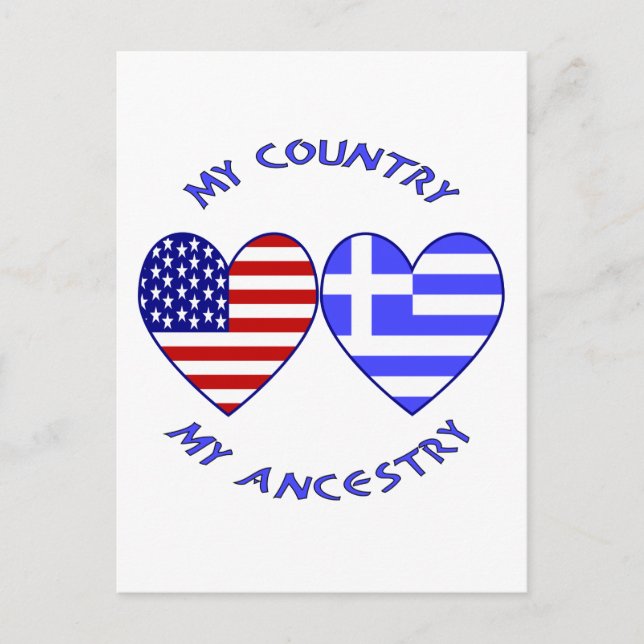USA / Greek Country Ancestry Postcard (Front)