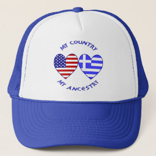USA / Greek Country Ancestry Trucker Hat