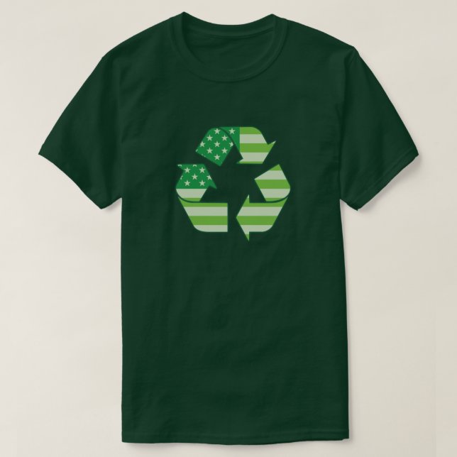 USA Green Recycling Symbol T-Shirt (Design Front)