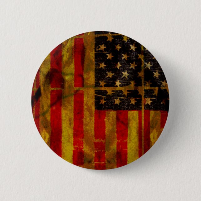 USA Grunge American Flag Button (Front)
