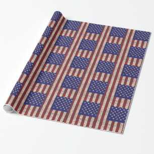 USA grunge flag themed stripes and stars Wrapping Paper