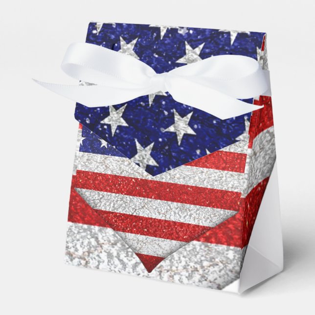 Usa Grunge Heart Shape Flag Favour Box (Front Side)