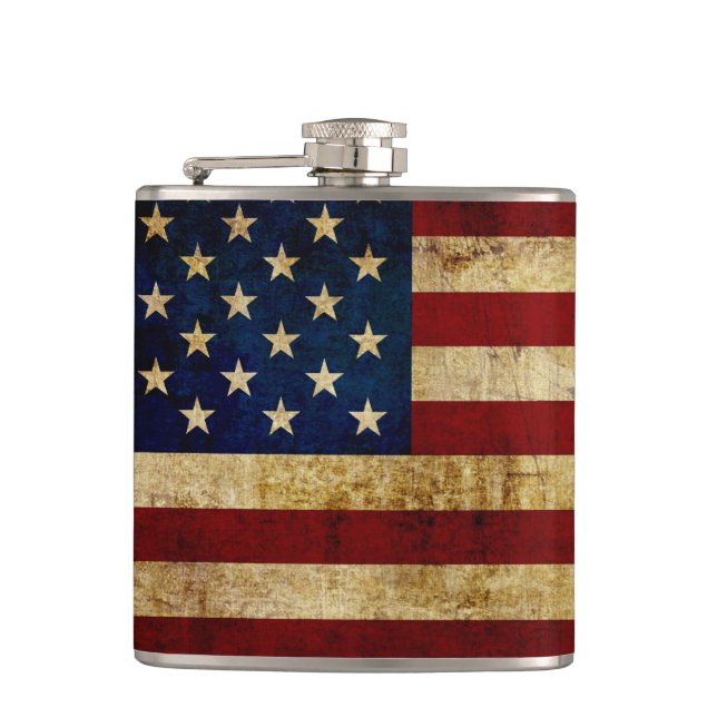 USA / Grunged flag Hip Flask (Front)