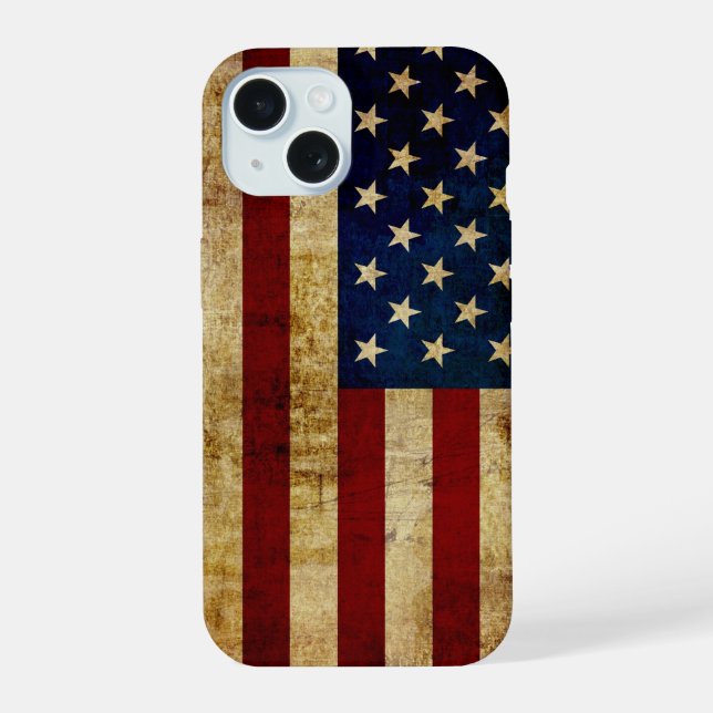 USA / Grunged flag iPhone 15 Case (Back)