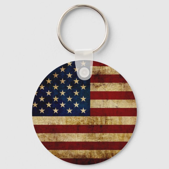 USA / Grunged flag Key Ring (Front)