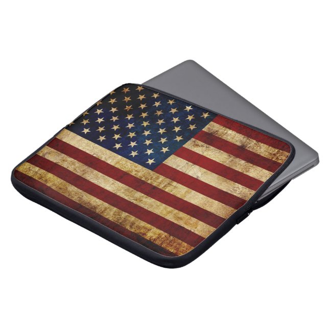 USA / Grunged flag Laptop Sleeve (Front Top)