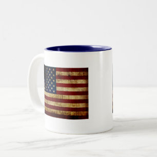 USA / Grunged flag Two-Tone Coffee Mug