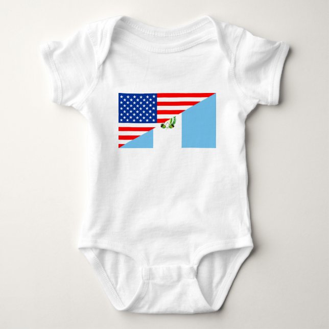 usa guatemala country half flag america symbol baby bodysuit (Front)