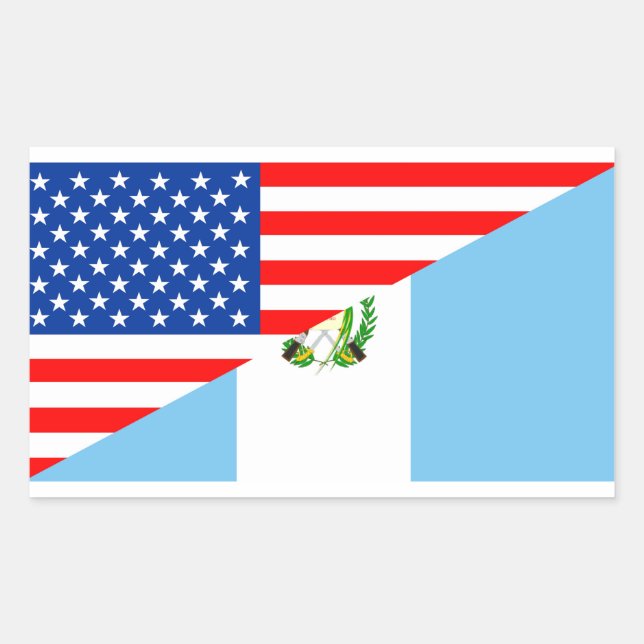 usa guatemala country half flag america symbol rectangular sticker (Front)