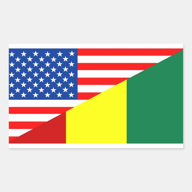 usa guinea country half flag america symbol rectangular sticker (Front)