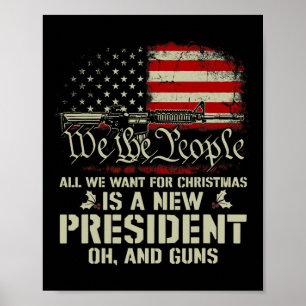 Usa Gun Flag All I Want For Christmas Is A New Pre Poster
