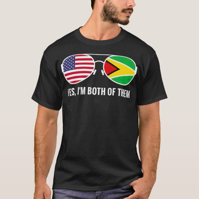 USA Guyana Flag Sunglasses Guyanese Americans culi T-Shirt (Front)