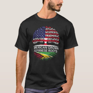 USA & Guyana Flags American Grown Guyanese Roots T-Shirt