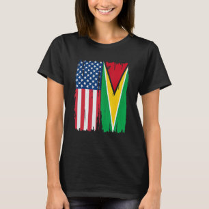USA Guyana Half american Flag Roots T-Shirt