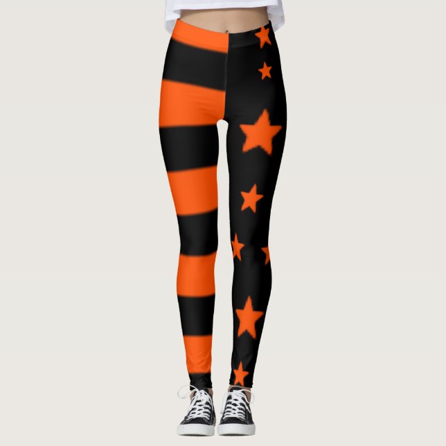 USA Halloween Flag Leggings (Front)
