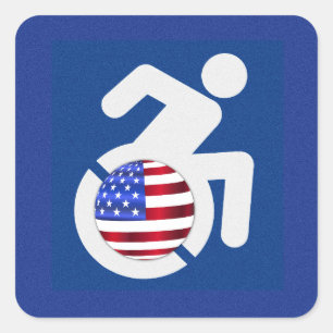 USA Handicapped Square Sticker
