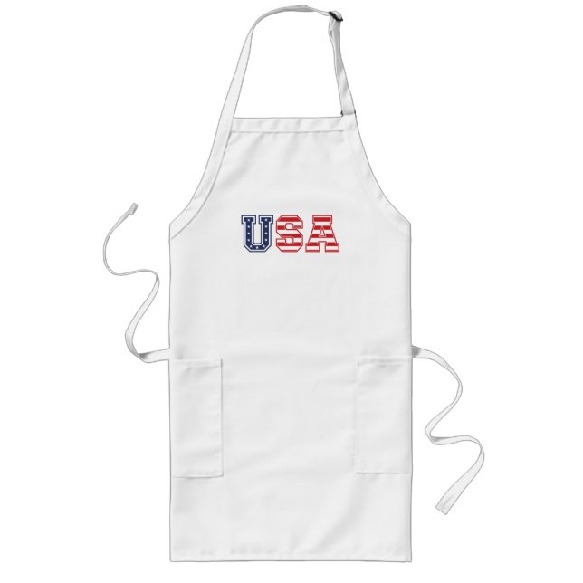 USA Happy 4th Of July T-Shirt Trucker Hat Button K Long Apron (Front)