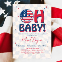 USA Happy Face Groovy Patriotic Oh Baby Shower