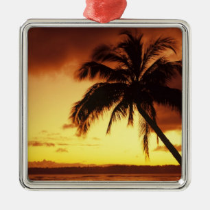 USA, Hawaii, Maui, Colourful sunset in a Metal Tree Decoration