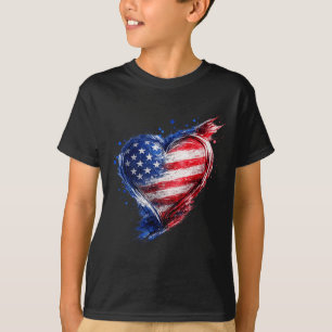 Usa Heart Aamerican Flag Jersey Us Men Women T-Shirt