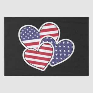 USA Heart Flag American Patriotic 4th Of July Wome Tissue Paper