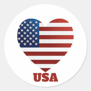 USA Heart Flag  Classic Round Sticker