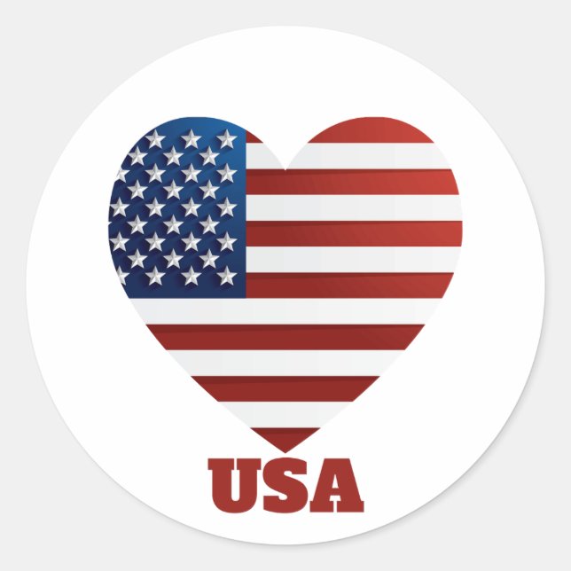 USA Heart Flag  Classic Round Sticker (Front)