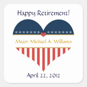USA Heart Flag Happy Retirement Stickers
