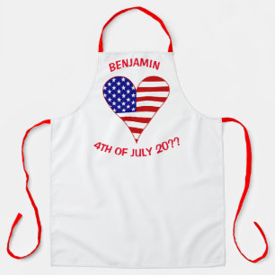 USA Heart Flag Red Personalised  Apron