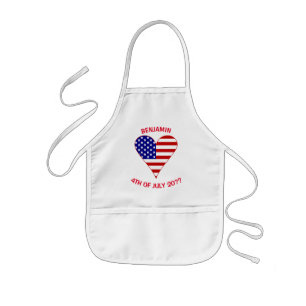 USA Heart Flag Red Personalised Kids Apron