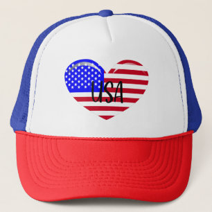USA Heart Flag Trucker Hat