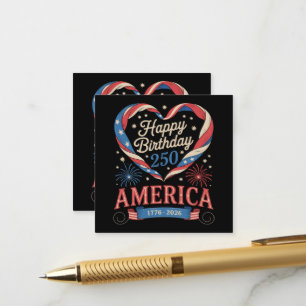 USA Hearts 1776 2026 July 250th Birthday USA  Enclosure Card