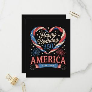 USA Hearts 1776 2026 July 250th Birthday USA Invitation Postcard