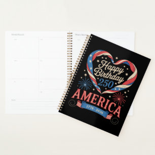 USA Hearts 1776 2026 July 250th Birthday USA Planner