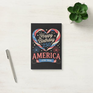 USA Hearts 1776 2026 July 250th Birthday USA Post-it Notes