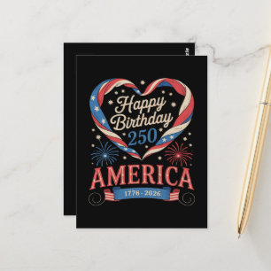 USA Hearts 1776 2026 July 250th Birthday USA Postcard