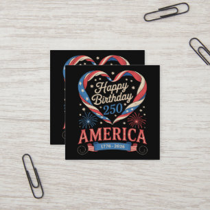USA Hearts 1776 2026 July 250th Birthday USA Square Business Card