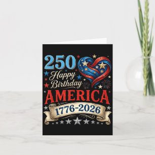 USA Hearts 1776 2026 July 4th 250th Birthday USA Card